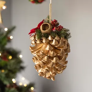 Golden Pine Cone X-mas Ornament